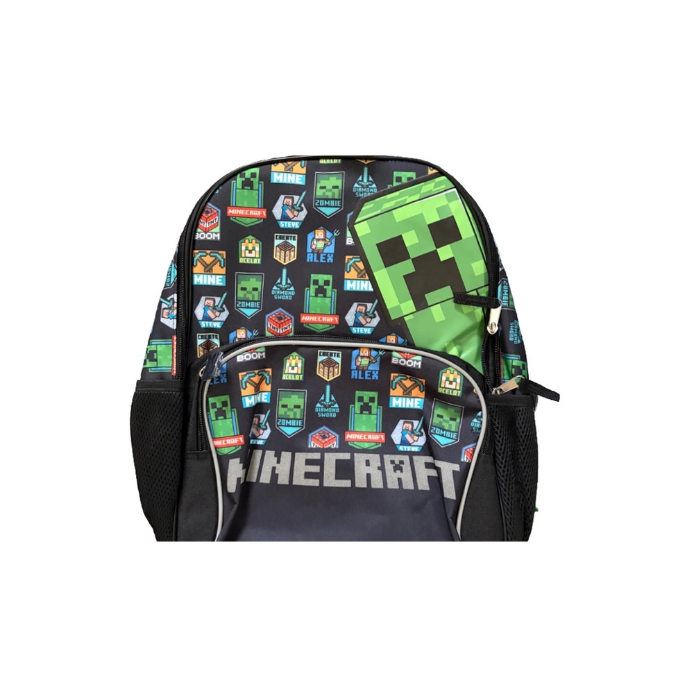 Minecraft Kids Backpack - Black and Green